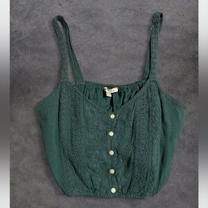 American Eagle Green Eyelet Crop Top Babydoll Y2K XS